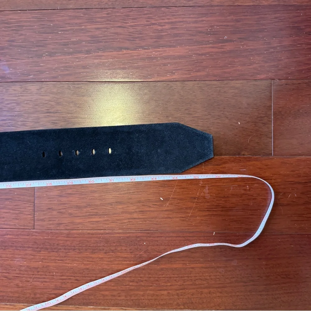 Women’s Black Wide Leather Belt with Matte Black Buckle - Picture 5 of 5